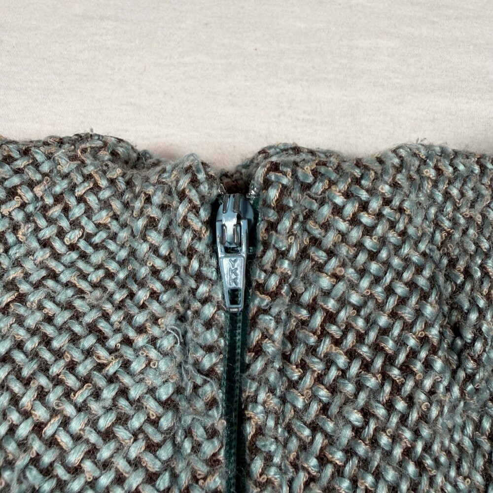 Studio Y 3/4 Light Blue Brown Woven Tweed Vintage A-line Skirt - Picture 6 of 8